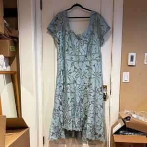 Elegant Anthropologie Light Blue Lace Midi Dress